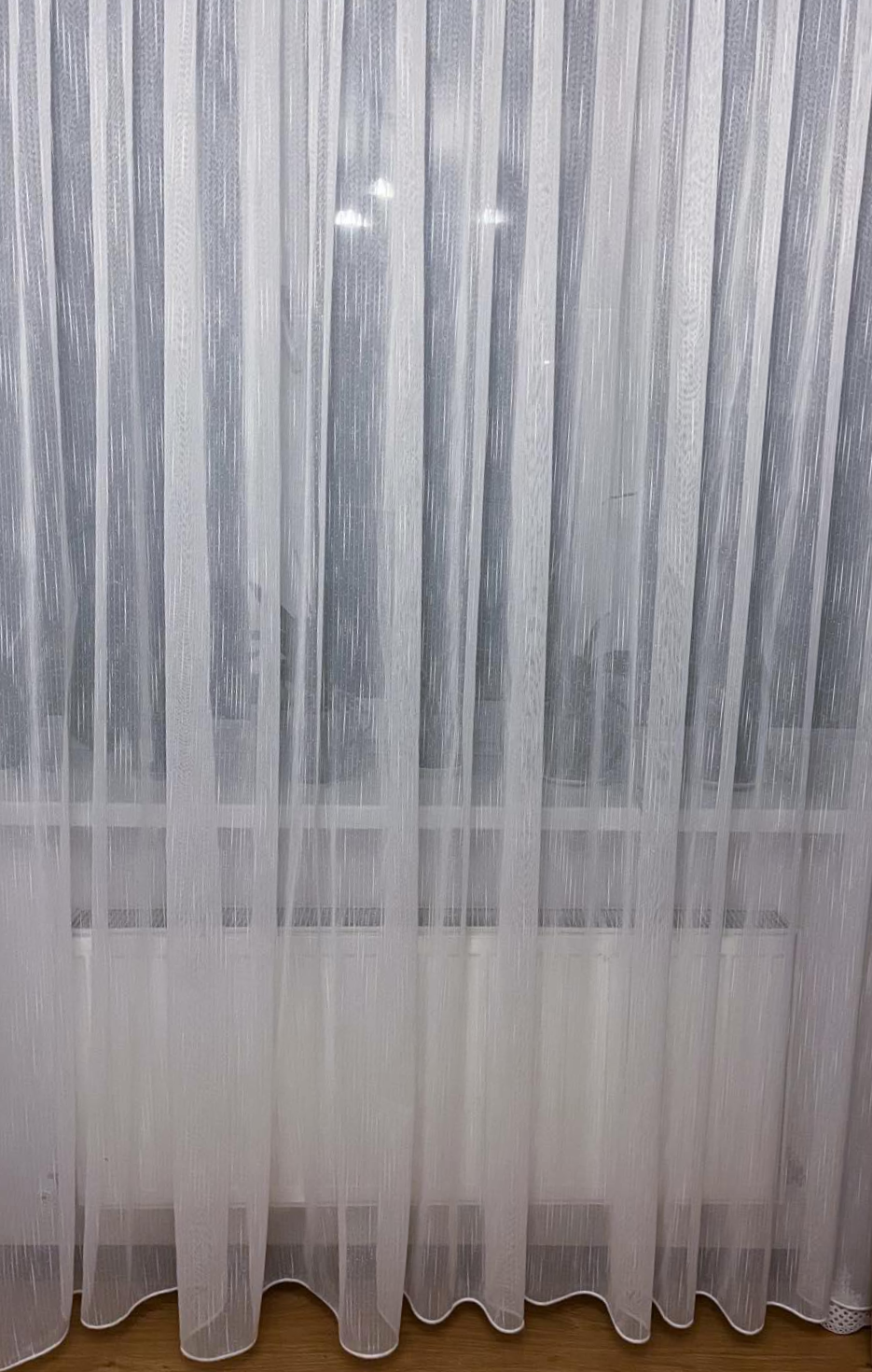 Тюль лен с текстурными затяжками 5х2,7 м 1 шт. Белый (3096)