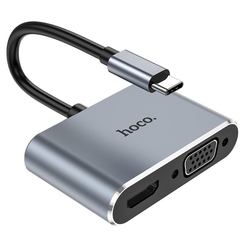 Хаб USB Hoco HB29 Type-C HDMI VGA 4K 30Hz Черный (7456837463) - фото 3