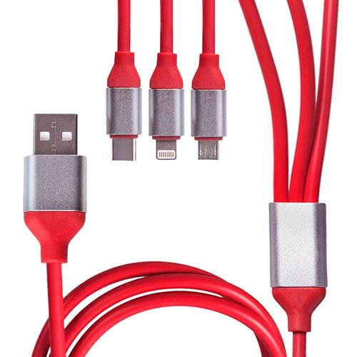 Кабель USB-Micro USB/Apple/Type C 3в1 Red (69614)