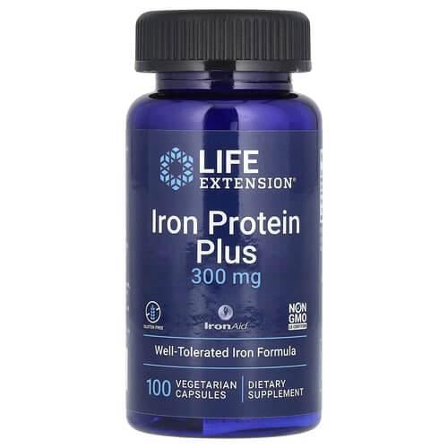 Железо Life Extension Iron Protein Plus 300 мг 100 Capsules (LEX-16771)