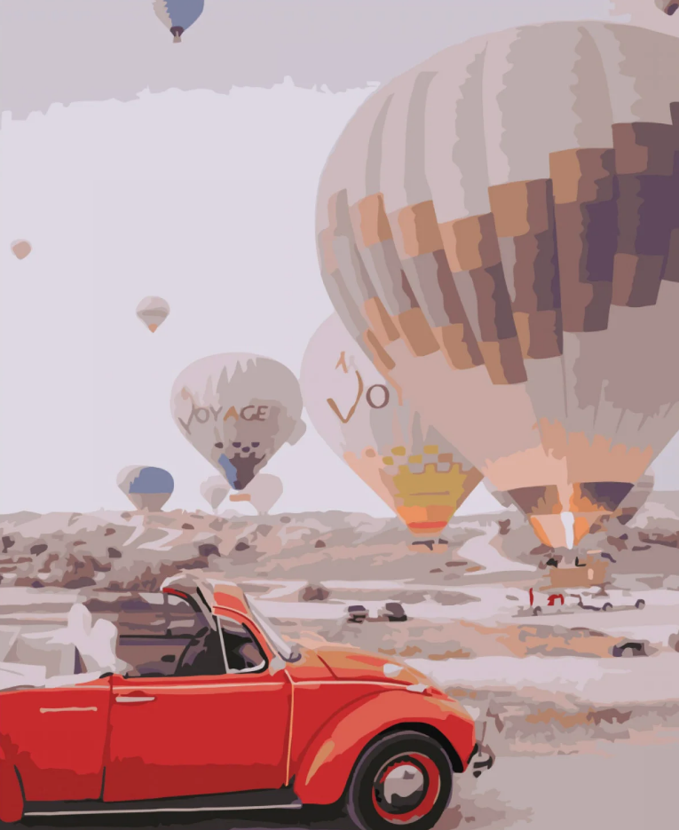 Картина по номерам Strateg Премиум Среди шаров с лаком и уровнем 40x50 см (SY6739)