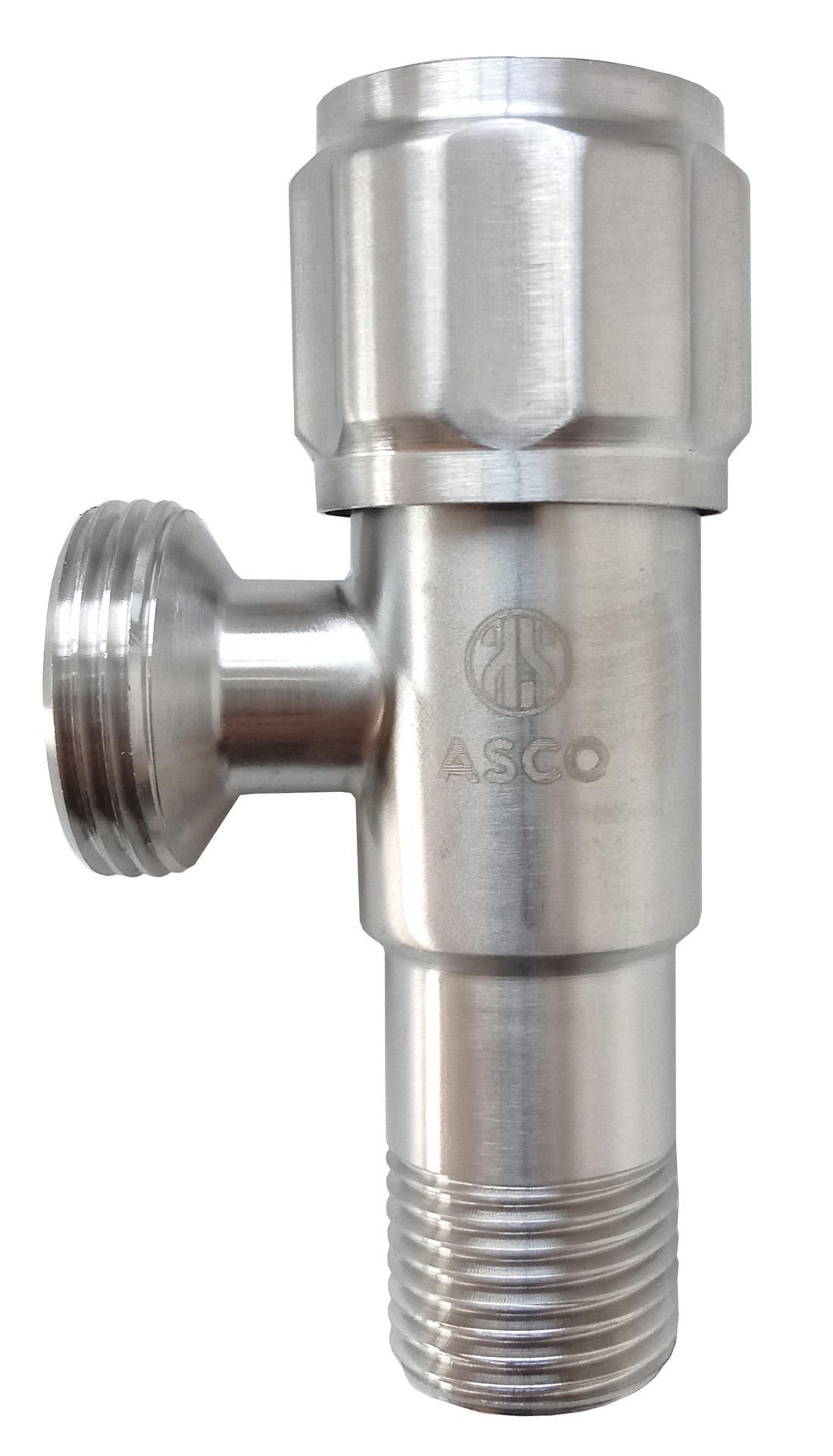 Кран для підключення сантехнічних приладів ASCO S.S.304 1/2"x3/4" нержавіюча сталь (RS-AS-SS-304-02)