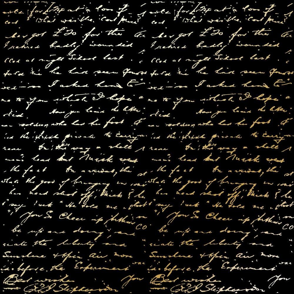 Лист бумаги односторонний Golden Text с фольгированием 30,5х30,5 см Black