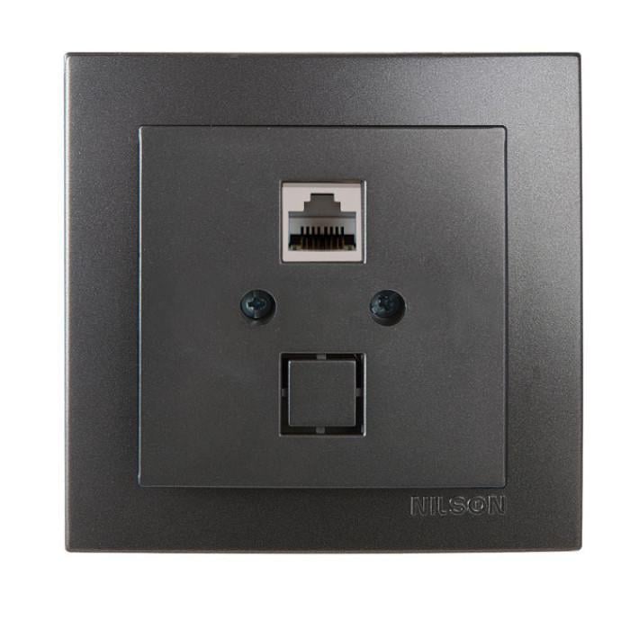 Розетка комп'ютерна Nilson Touran CAT5e Антрацит (00000013177)