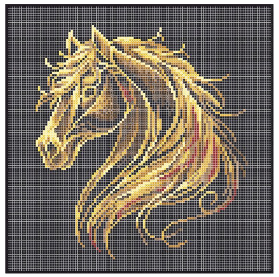 Схема для вишивки бісером Золота Підкова Вогняний кінь ЗПТ-040