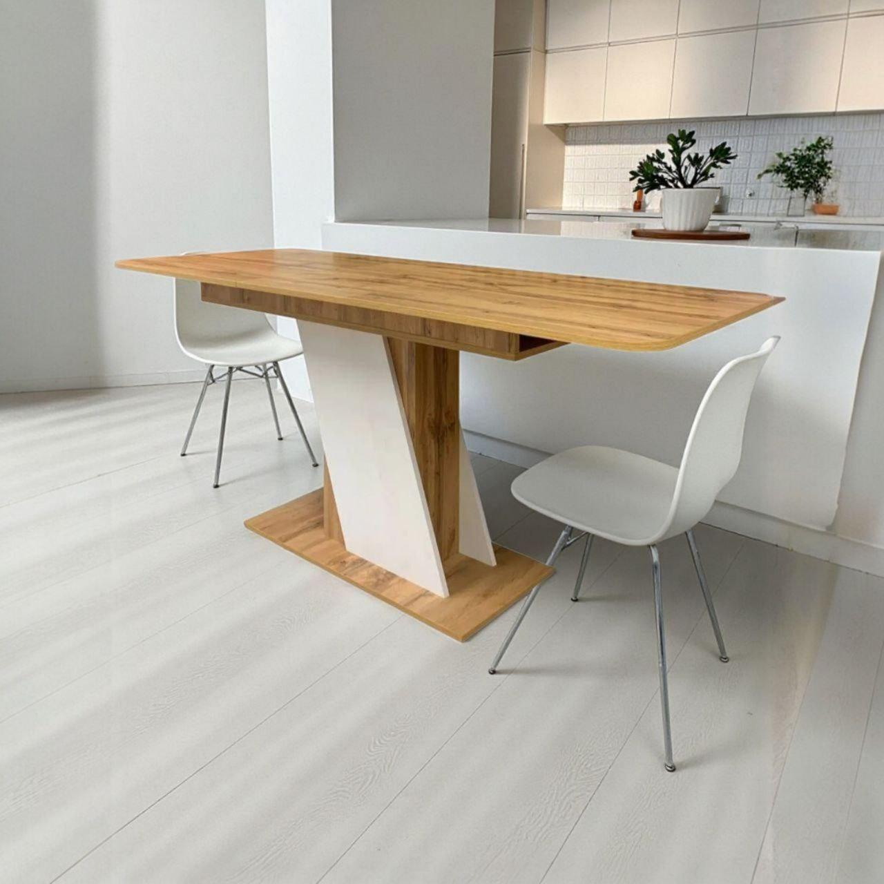 Стол кухонный раскладной Грейс 176x68x75 см Дуб апалачи/Нимфея альба