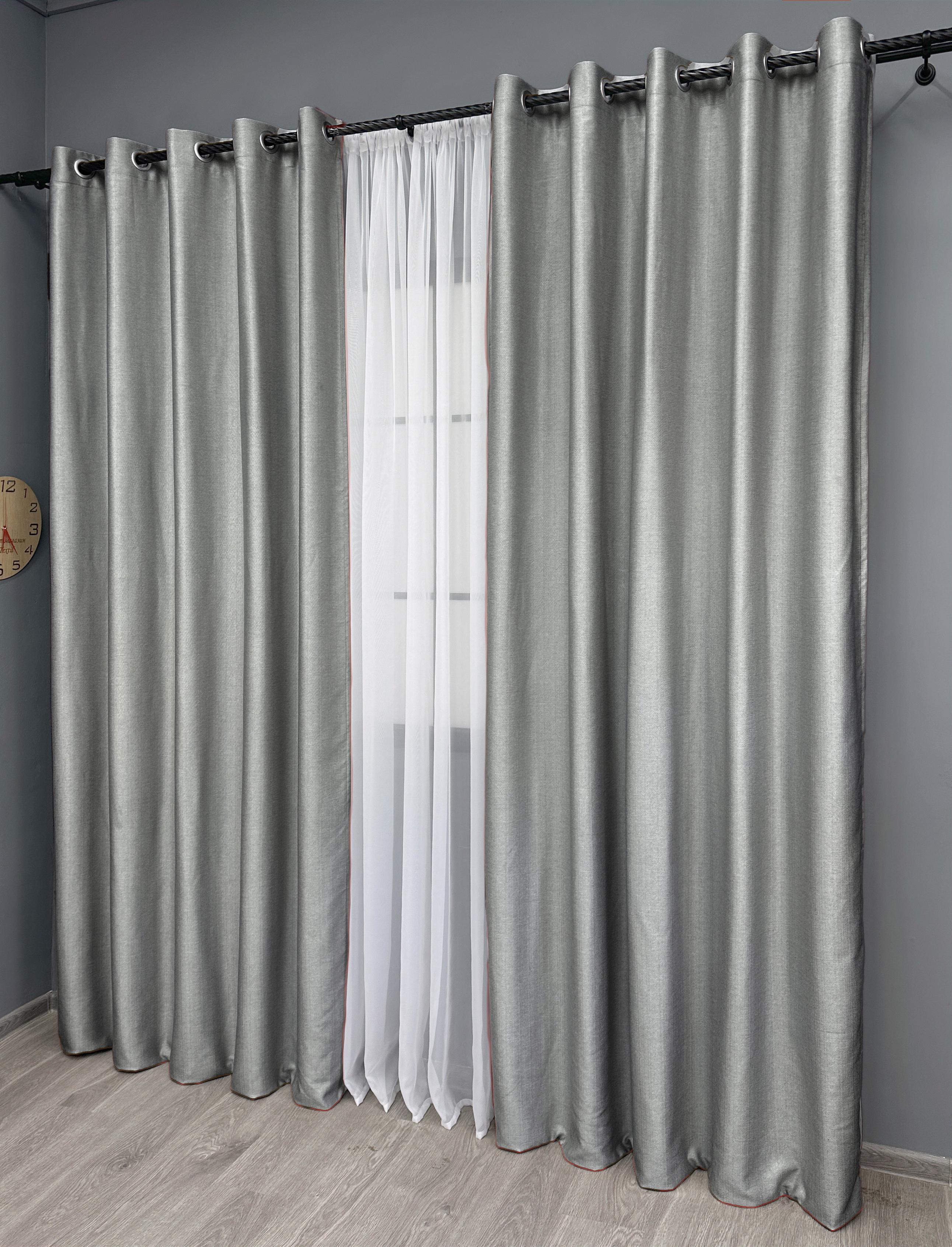 Комплект штор на люверсах VR-Textil Шенил однотонный № 1689ш 150х250 см 2 шт. Светло-серый (37-0244) - фото 3