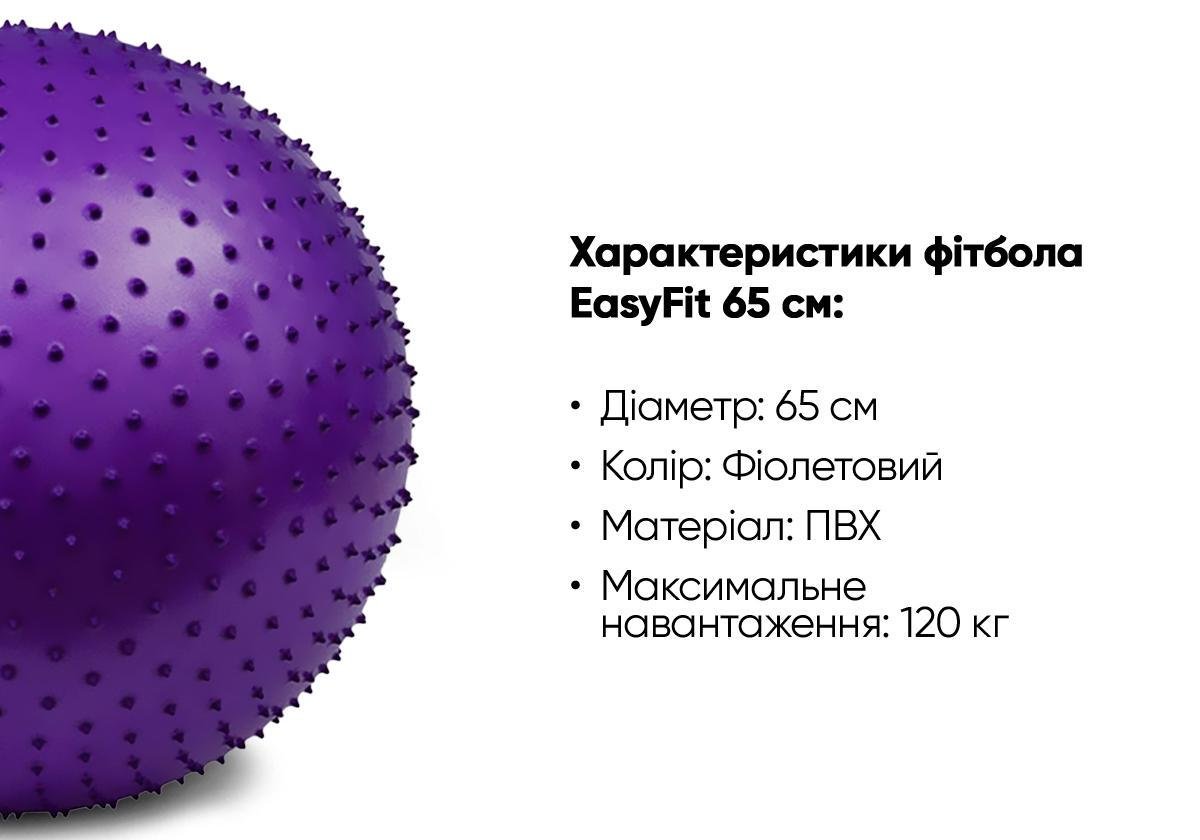 Мяч для фитнеса EasyFit 65 см Фиолетовый (EF-3015-V) - фото 3
