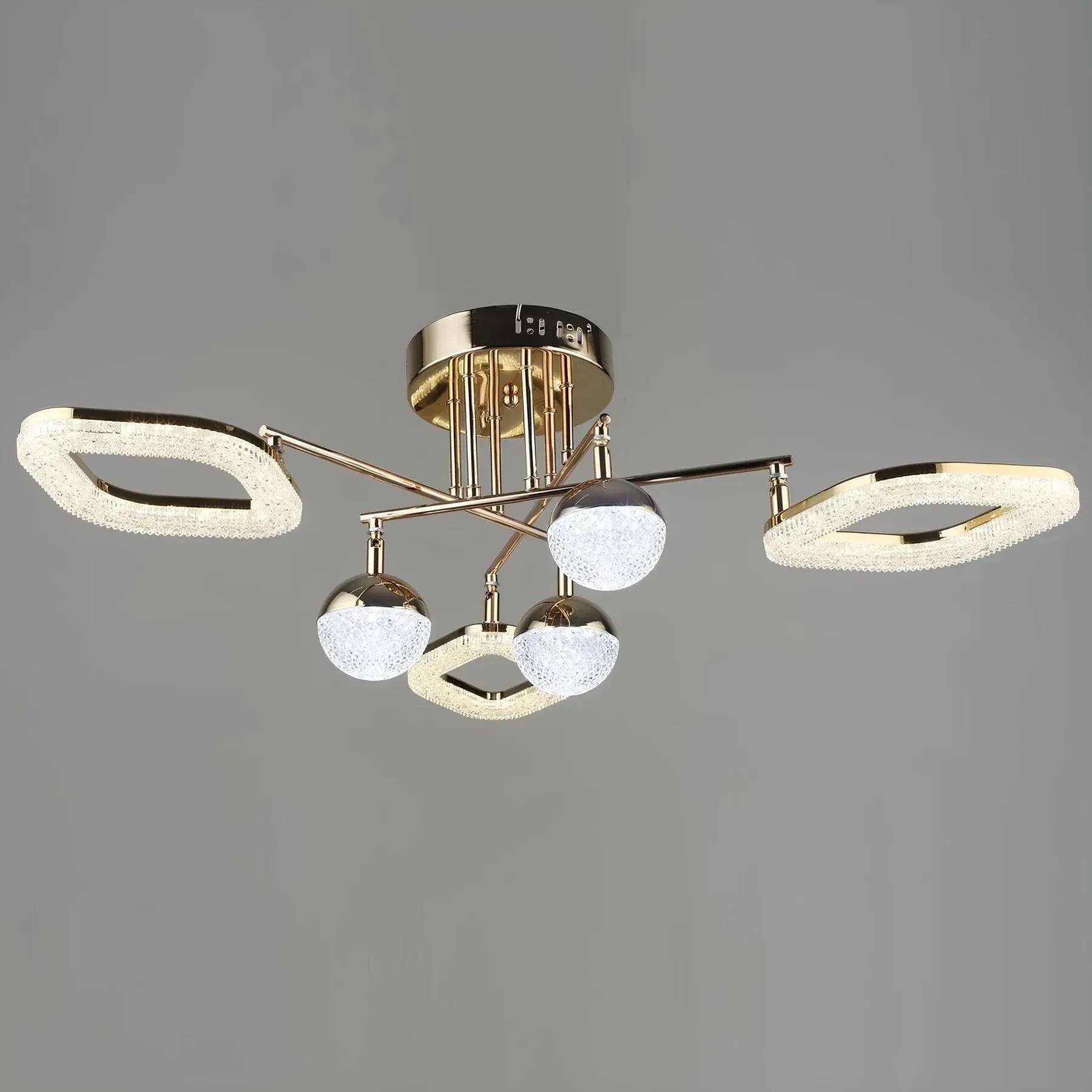 Люстра стельова світлодіодна Sirius B YH1185/3+3 FGD акрилова 3000-6500К без пульта IP20 57W Золотий (00000139191)