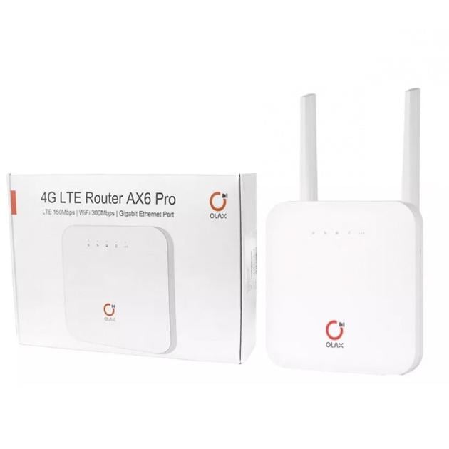 Маршрутизатор Olax 4G LTE Router AX6 Pro зі швидкістю 300 Мбітс/резервна батарея 4000 мАг/порт LAN та Gigabit Ethernet для всієї мережі