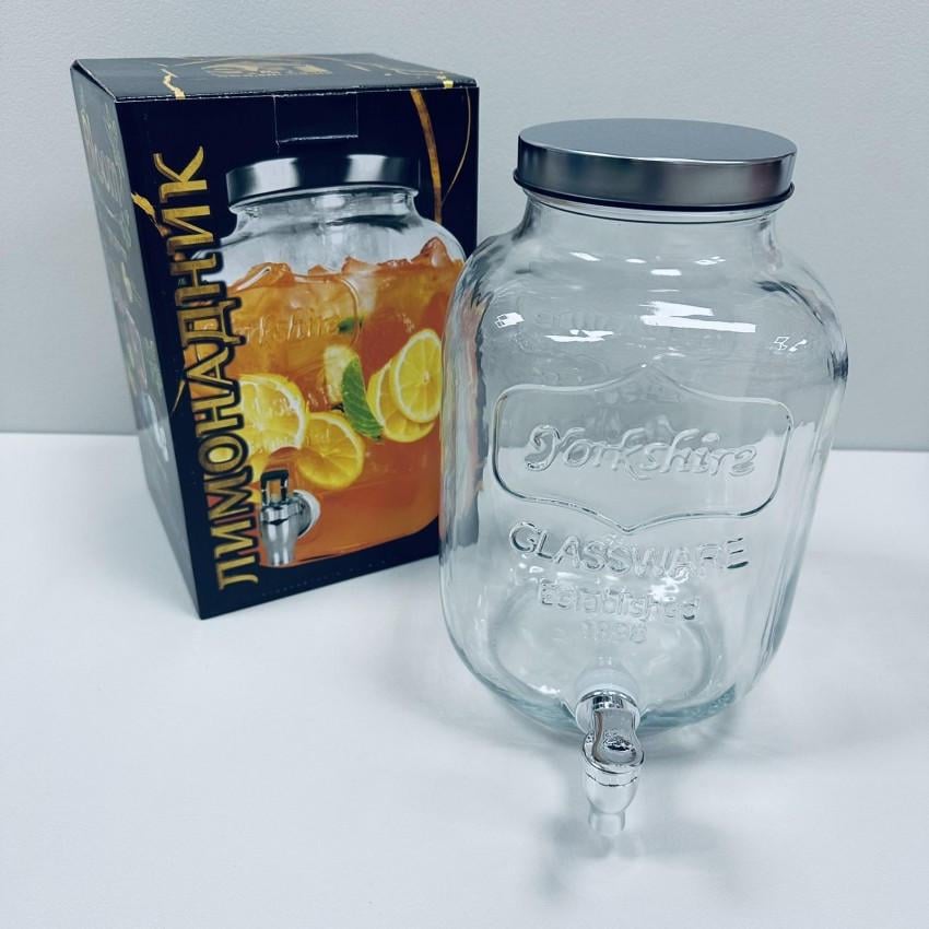Лимонадник S&T 9141-01 стеклянный с металлической крышкой 5,5 л (2576235744) - фото 2