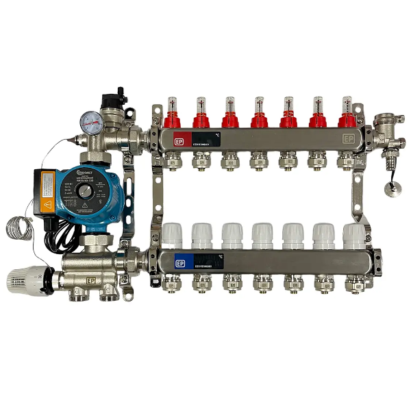 Коллектор Europroduct на 7 выходов и смесительная группа с насосом 1"-3/4"
