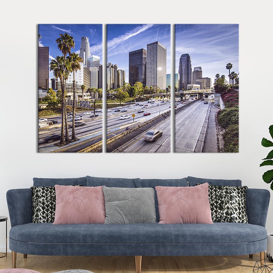 Модульная картина из 3 частей на холсте для интерьера Калифорнийский город Лос-Анджелес 156x100 см (340-31)