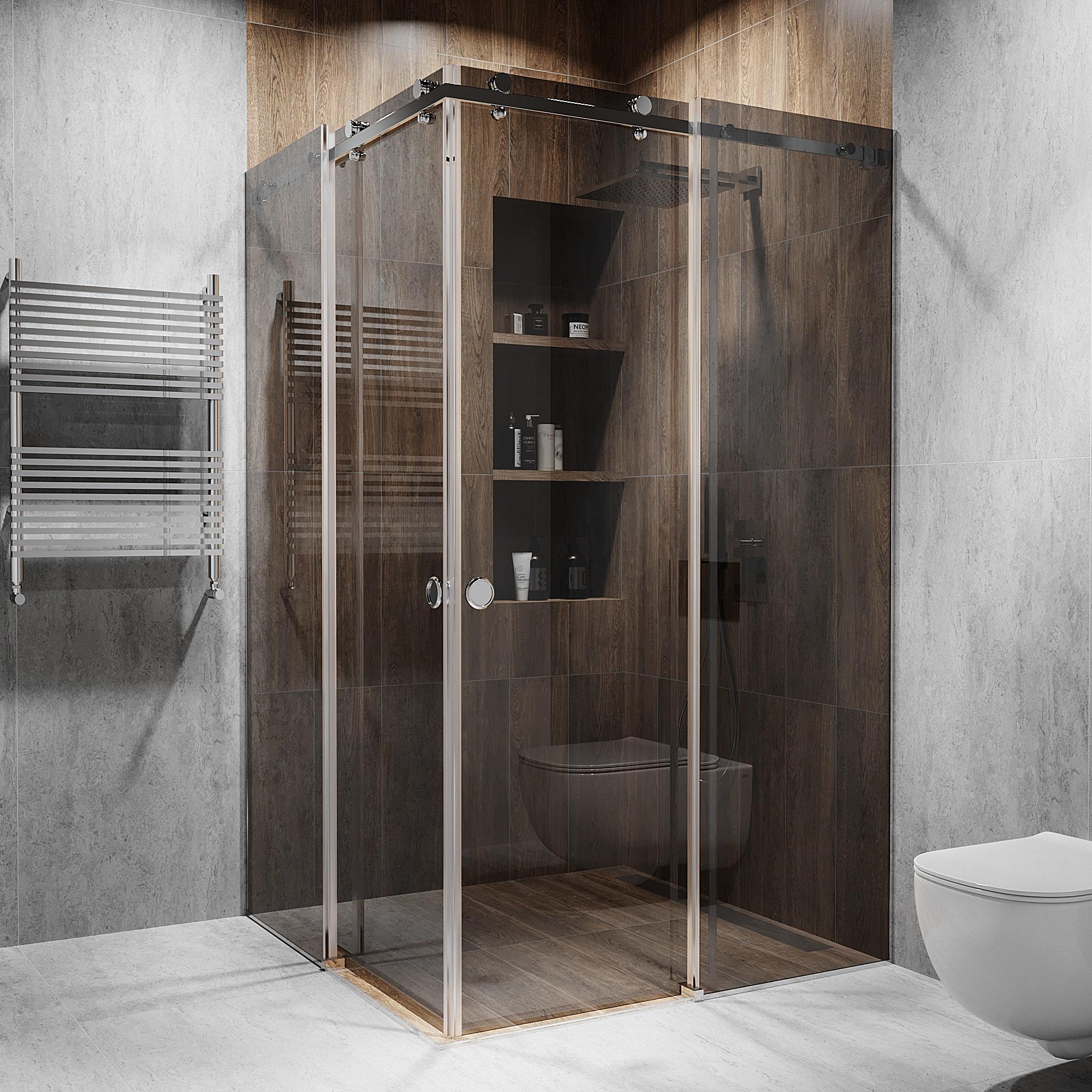 Душевая кабина S-Mix раздвижная ширина проема 1000х1000 мм Графитовый