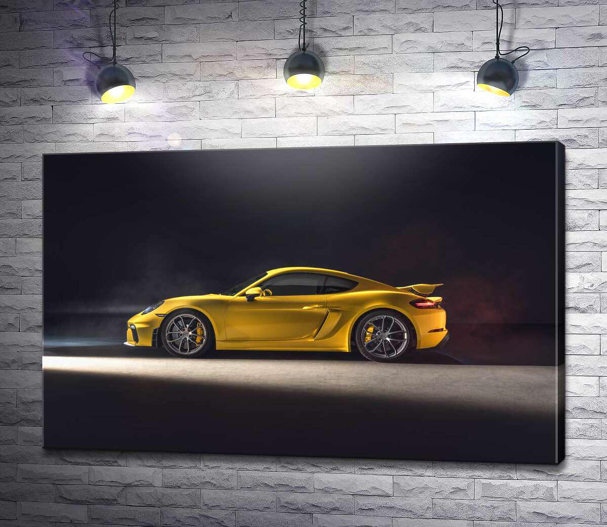 Картина ArtPoster Золотой автомобиль Porsche 718 Cayman 50x32 см Модуль №1 (004373)