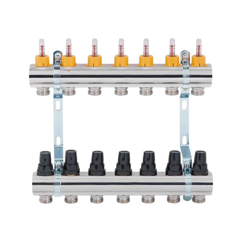Колектор латунний з витратомірами і термостатичними кранами 1" х 7 SD FORTE SF001W7 - фото 3