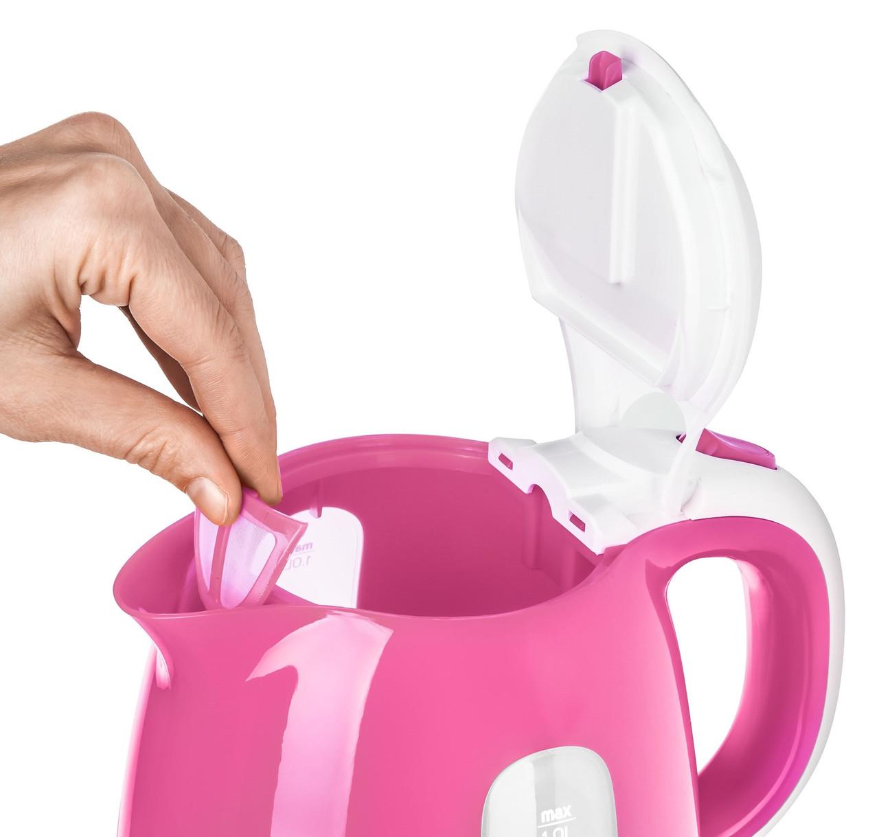 Электрочайник пластиковый дисковый Sencor SWK 1018RS 1 л Розовый/Белый - фото 6