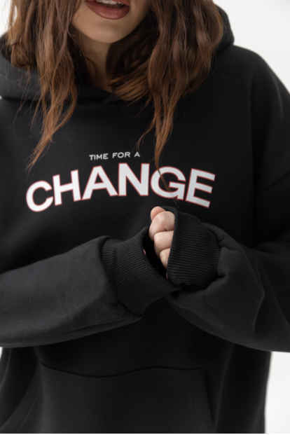 Худи женский GBI Change Oversized хлопковый S/M Черный (13419-ж) - фото 2 Худи женский GBI Change Oversized хлопковый S/M Черный (13419-ж) - фото 2