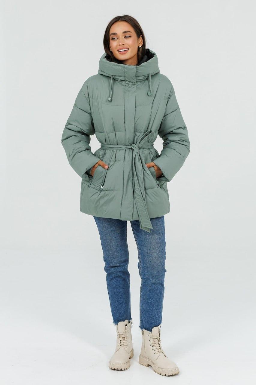 Куртка-пуховик 8254 з поясом р. 46 Оливковий - фото 4 Куртка-пуховик 8254 з поясом р. 46 Оливковий - фото 4