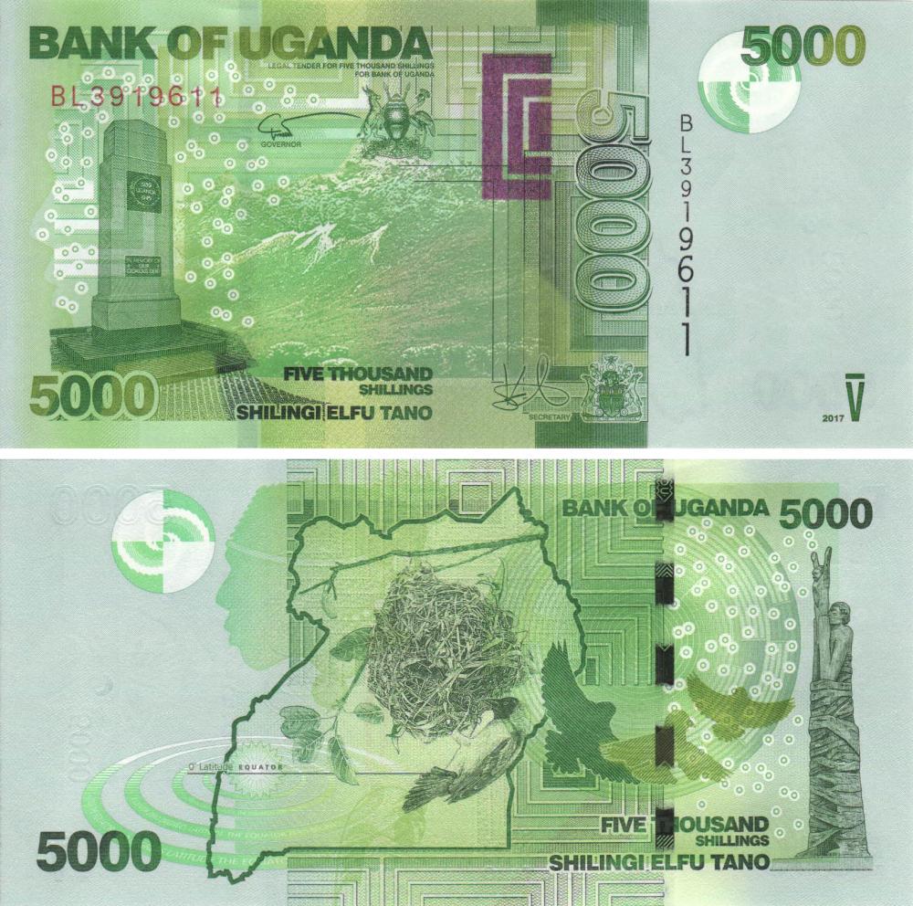 Коллекционная банкнота Уганда 5000 шиллингов 2017 UNC P51 (Б09287)