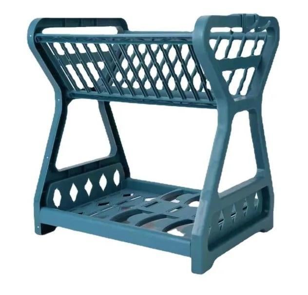 Підставка для сушки посуду сушарка для посуду двоярусна пластикова Синій (Е051475)