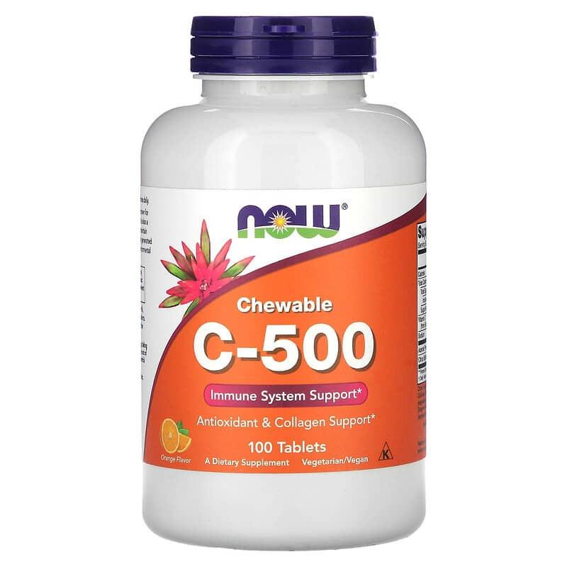 Витамин С Now Foods C-500 с апельсиновым вкусом 100 жевательных таблеток