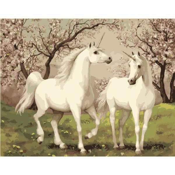 Набор для росписи по номерам Идейка Животные птицы Пара единорогив 40х50 см (КНО2431-mt)