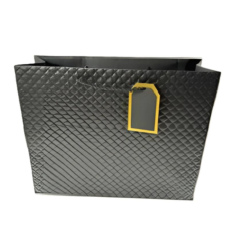 Подарочный пакет Stenson R33244-M Checkered 26х32х10 см Black