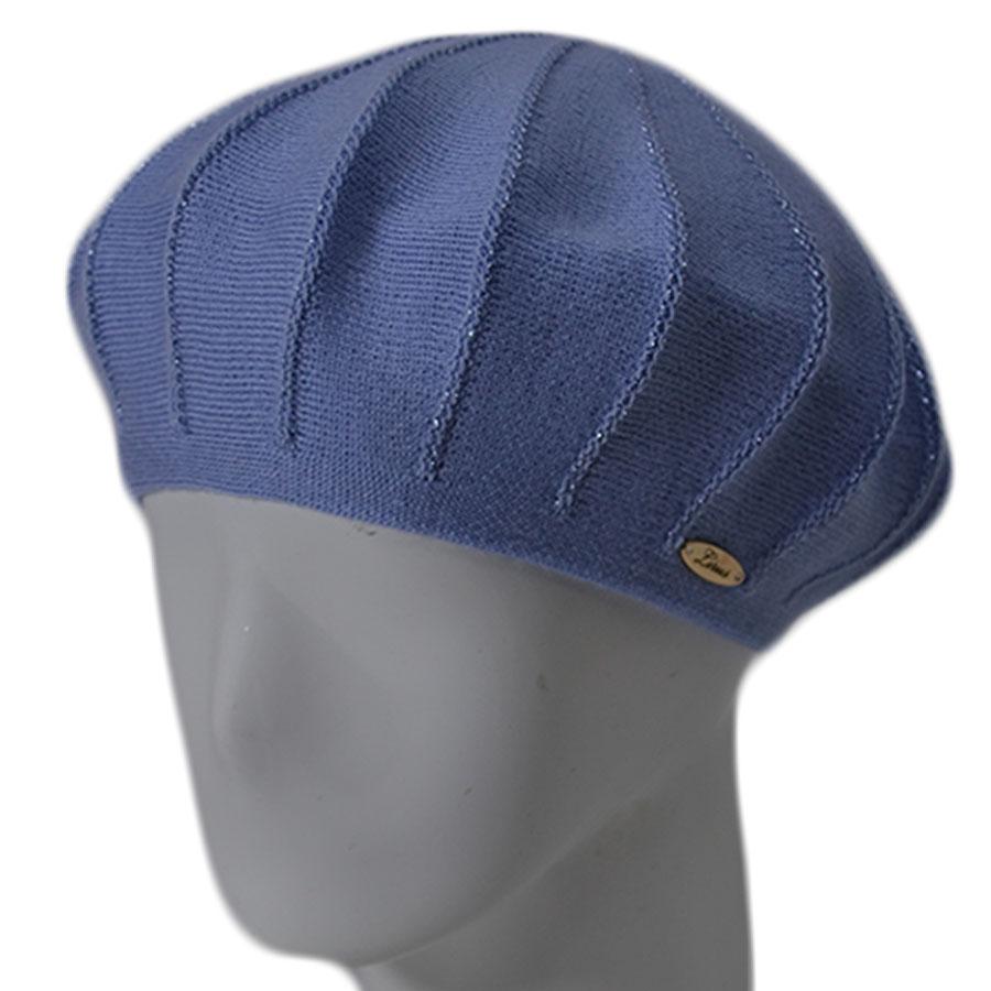 Берет женский Lirus Лана двойной из шерсти с люрексом р. 56-58 Голубой