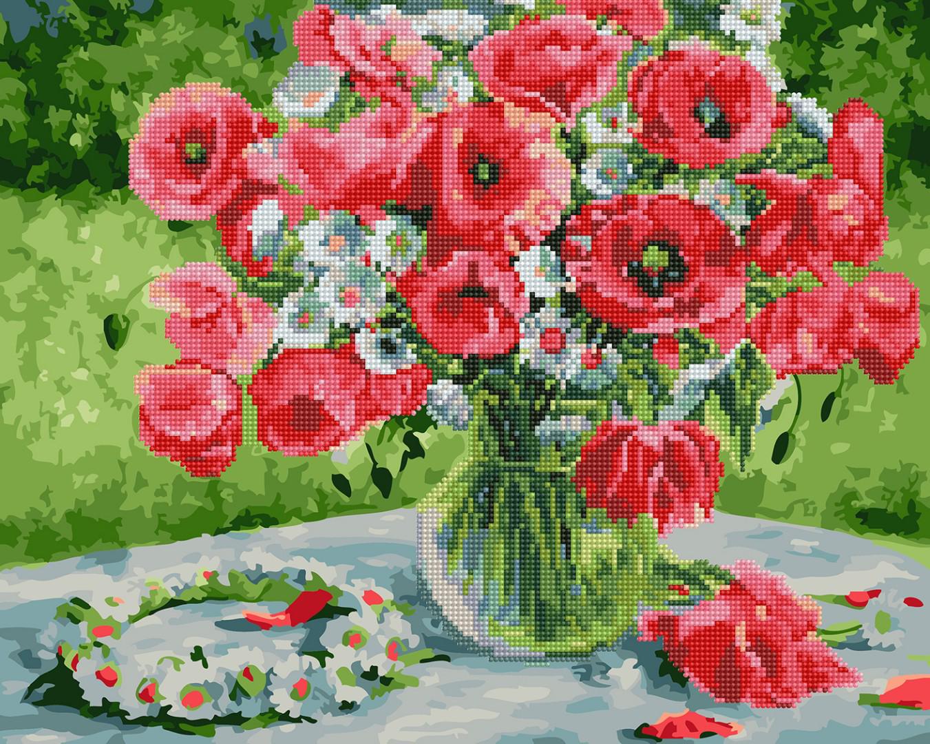 Алмазна мозаїка та картина за номерами Brushme Маки та вінок із ромашок 40х50 см (GZS1124) Алмазна мозаїка та картина за номерами Brushme Маки та вінок із ромашок 40х50 см (GZS1124)