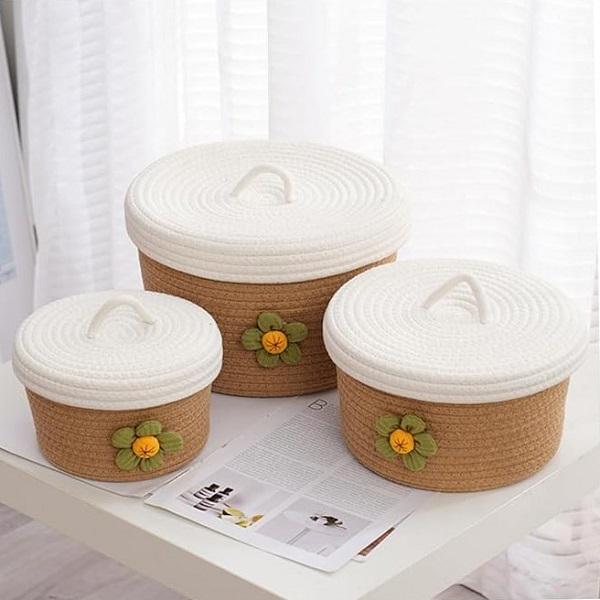 Набір органайзера з кришками 24/21/18 см Коричнево-білий (KA00881) - фото 9 Набір органайзера з кришками 24/21/18 см Коричнево-білий (KA00881) - фото 9