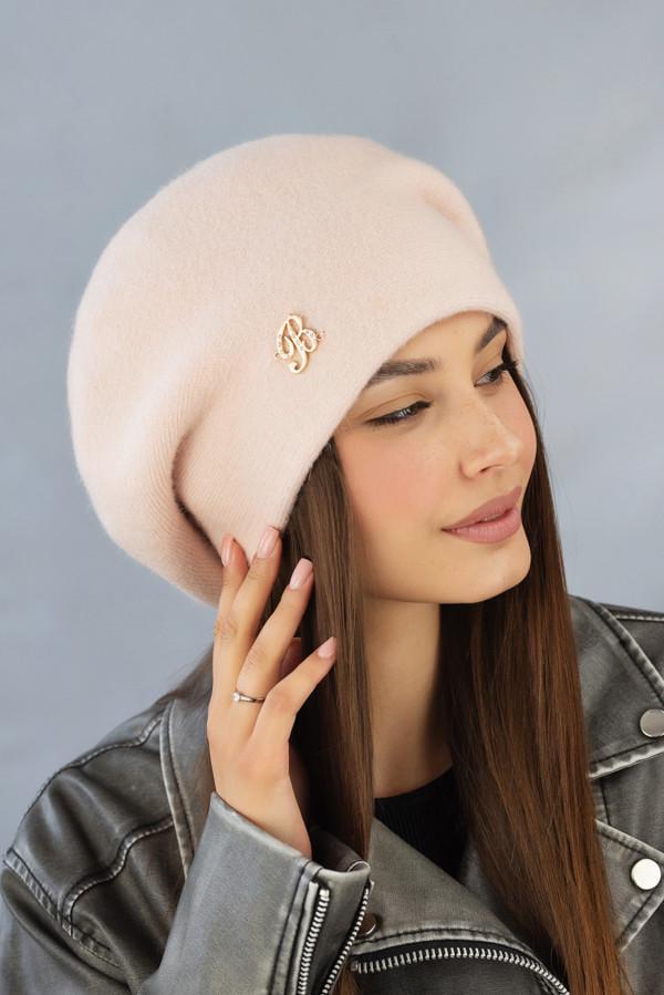 Берет на високій ніжці з підкладкою Braxton Ива жіночий Пудровий (5166)