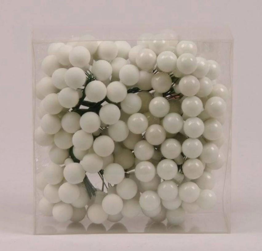 Шарики стеклянные 1,5 см 12 пучков 144 шарика Белый (44617)