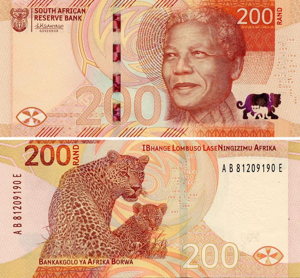 Коллекционная банкнота ЮАР 200 рандов 2023 UNC Животное-Леопард (P152a)