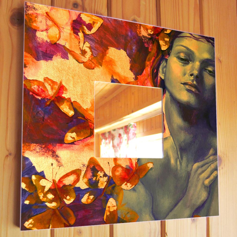 Зеркало декоративное с фотопечатью Бабочки в душе 260х260 мм (M00712)