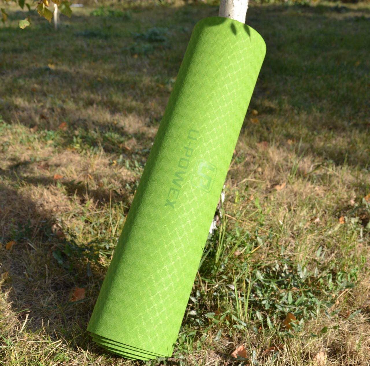 Килимок для йоги та фітнесу U-POWEX TPE Yoga mat 183х61х0,6 мм Green/Black (A-012830) - фото 7 Килимок для йоги та фітнесу U-POWEX TPE Yoga mat 183х61х0,6 мм Green/Black (A-012830) - фото 7