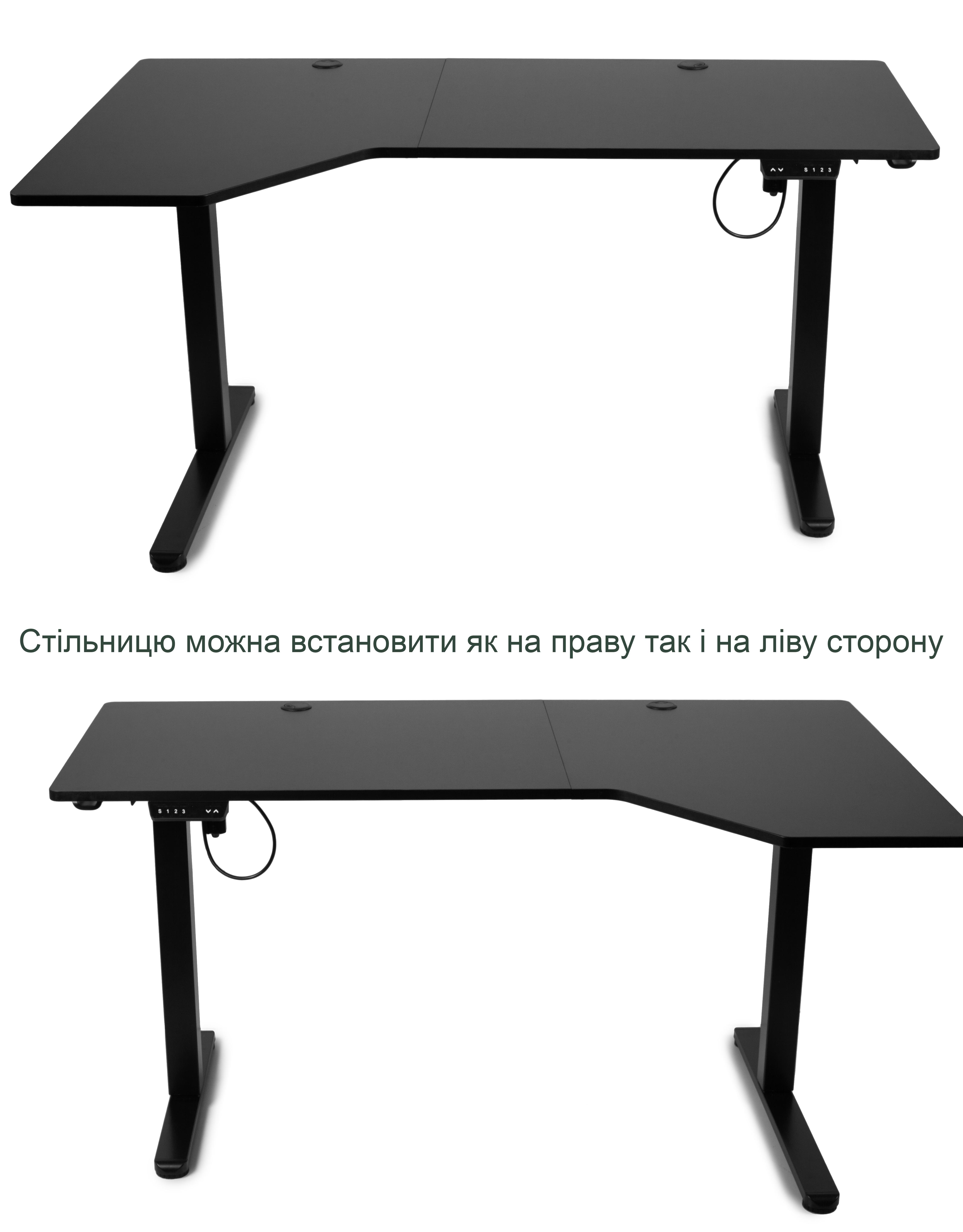 Стіл комп'ютерний регульований Barsky StandUp Corner Left/Right 1450x850 мм Black (BSTc-01) - фото 2