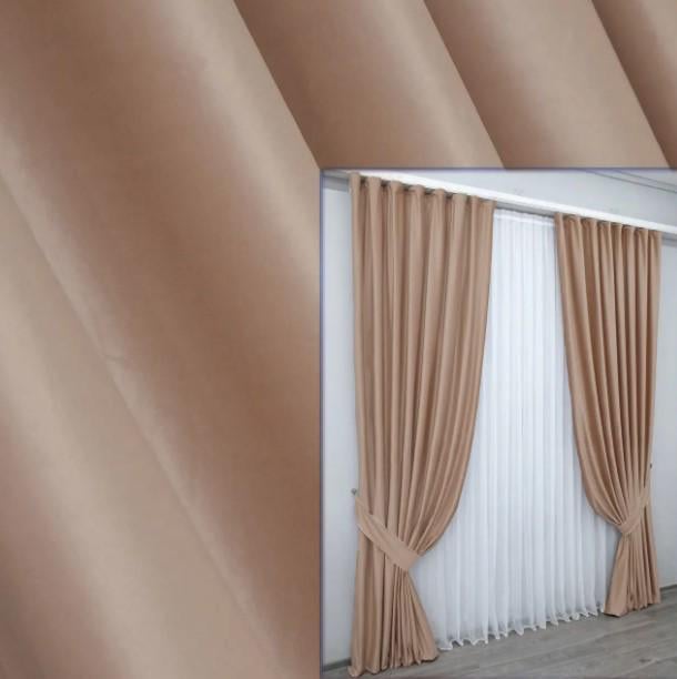 Ткань для штор бархат Персиковый (888ш) - фото 2 Ткань для штор бархат Персиковый (888ш) - фото 2