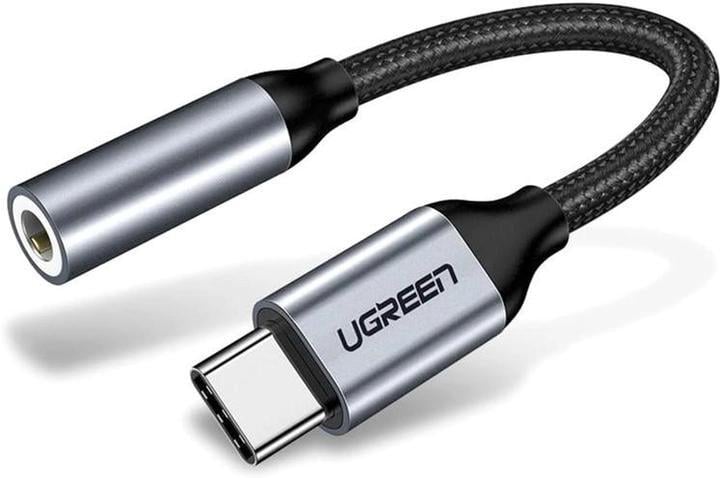 Перехідник UGREEN AV142 USB Type-C to 3,5 мм Female Cable 10 см Gray (30632)