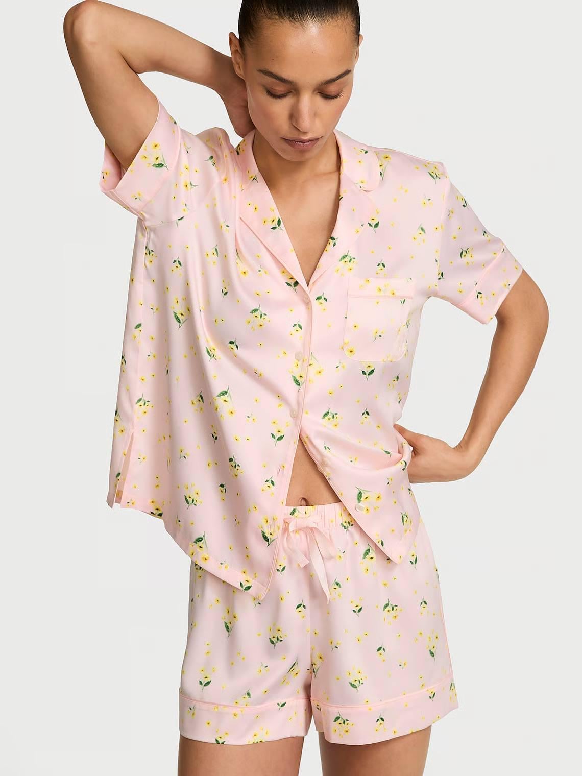 Пижама Victoria's Secret Signature Satin Short Pajama Set M Розовый (27178737D)