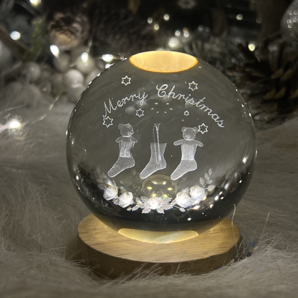 Ночник Шар 3D Merry Cristmas USB на подставке (23057872)