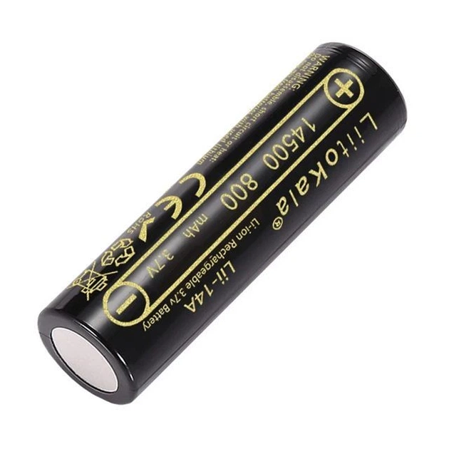 Аккумулятор AA 14500 LiitoKala Lii-14A 800 mAh пальчиковый Li-Ion 3,7V плоский плюс (19318)
