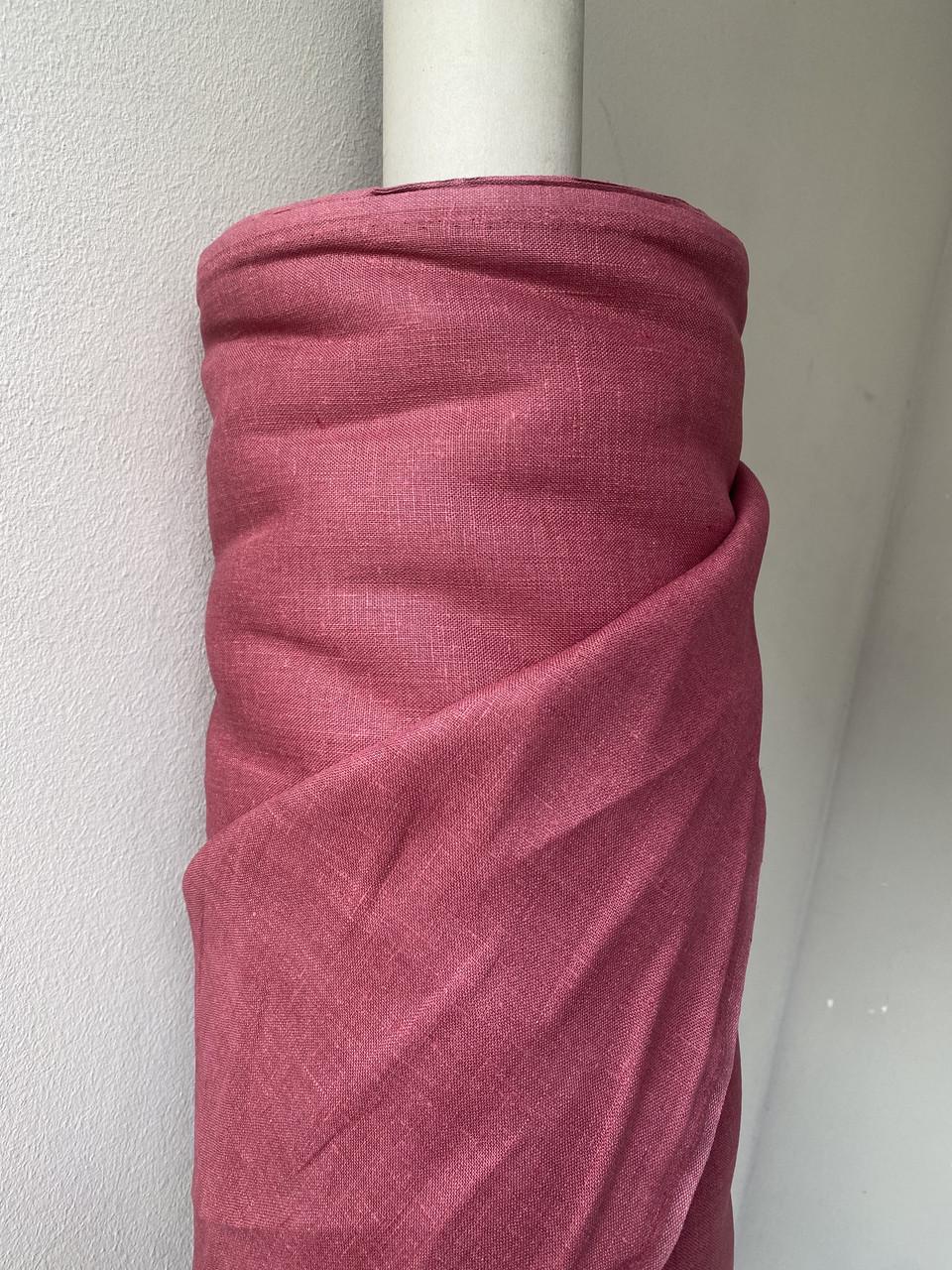 Ткань LINEN PLUS 100% лен 143 см 496 Бордовый - фото 4