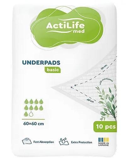 Пеленки гигиенические впитывающие ActiLife Med Basic 60х60 см 10 шт. (2647577664)