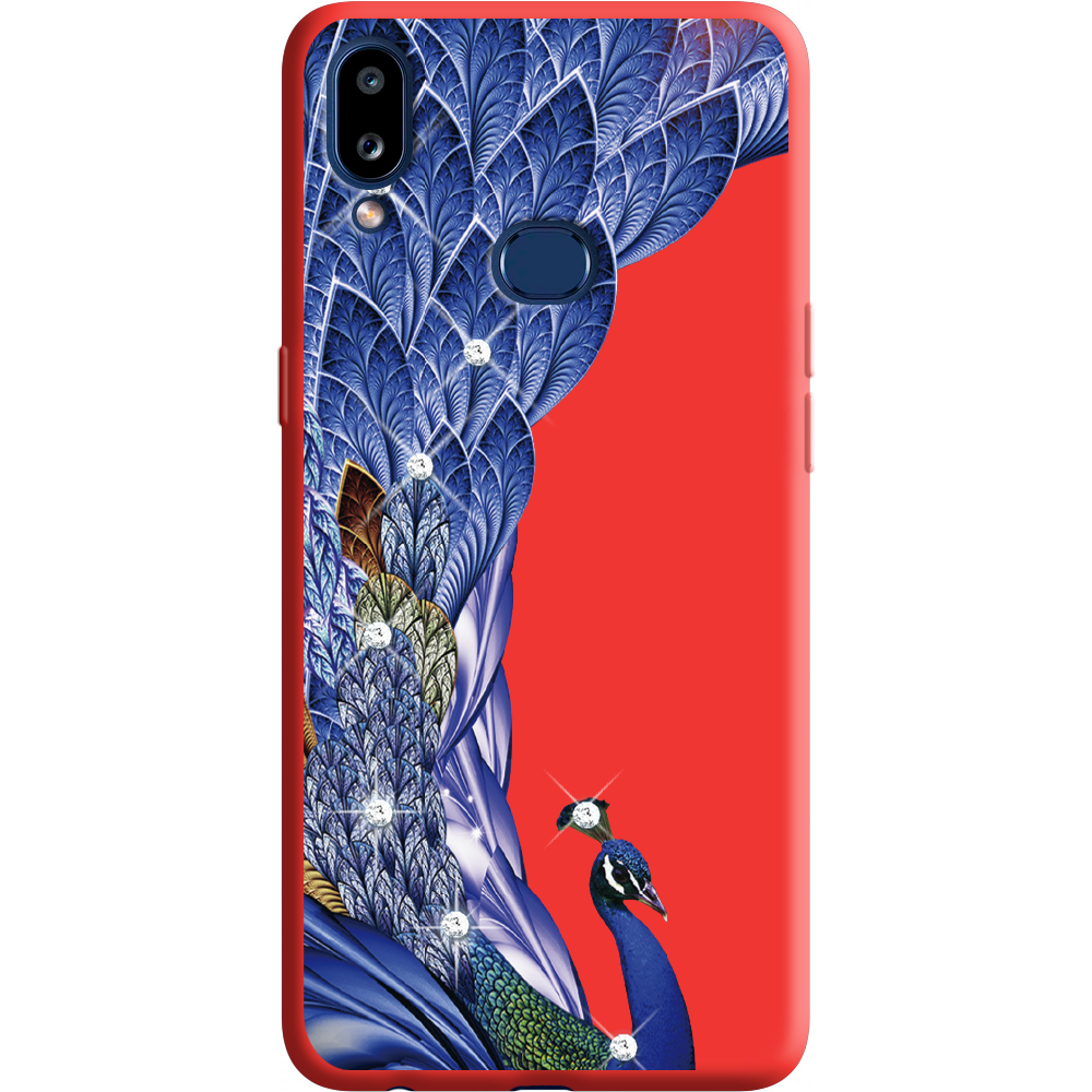 Чохол Boxface Samsung A107 Galaxy A10s Павич зі стразами Червоний силікон  (37944-rs7-38153)
