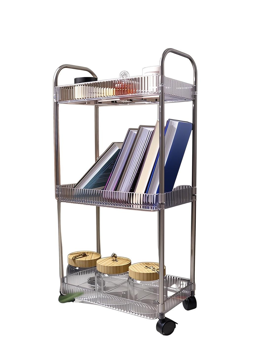 Полочка-этажерка Elysis MK-23 3-ярусная из пластика на колесиках Прозрачный (14124141)