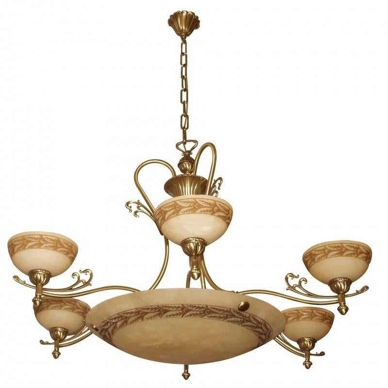 Люстра подвесная большая для холла Brille 4720/6C Ant brass/Antik