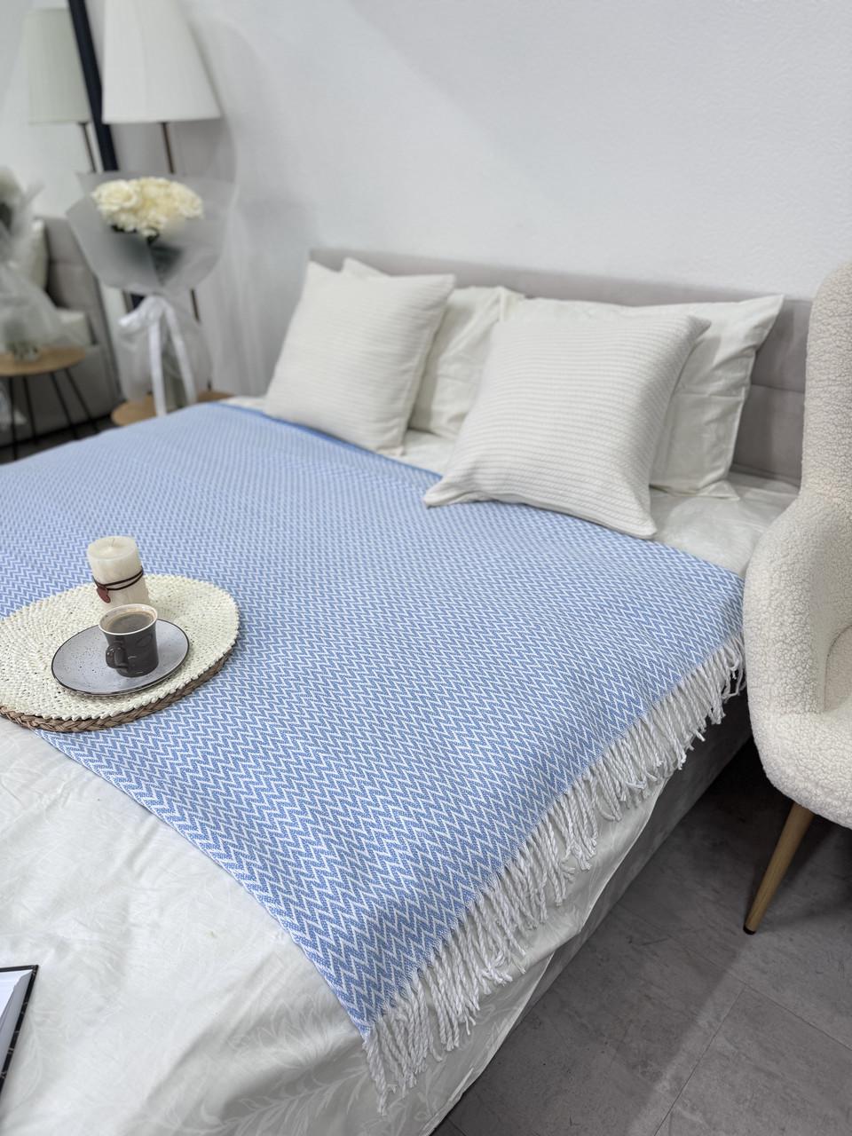 Плед Vladi Valencia хлопковый 60% 140x200 см Голубой