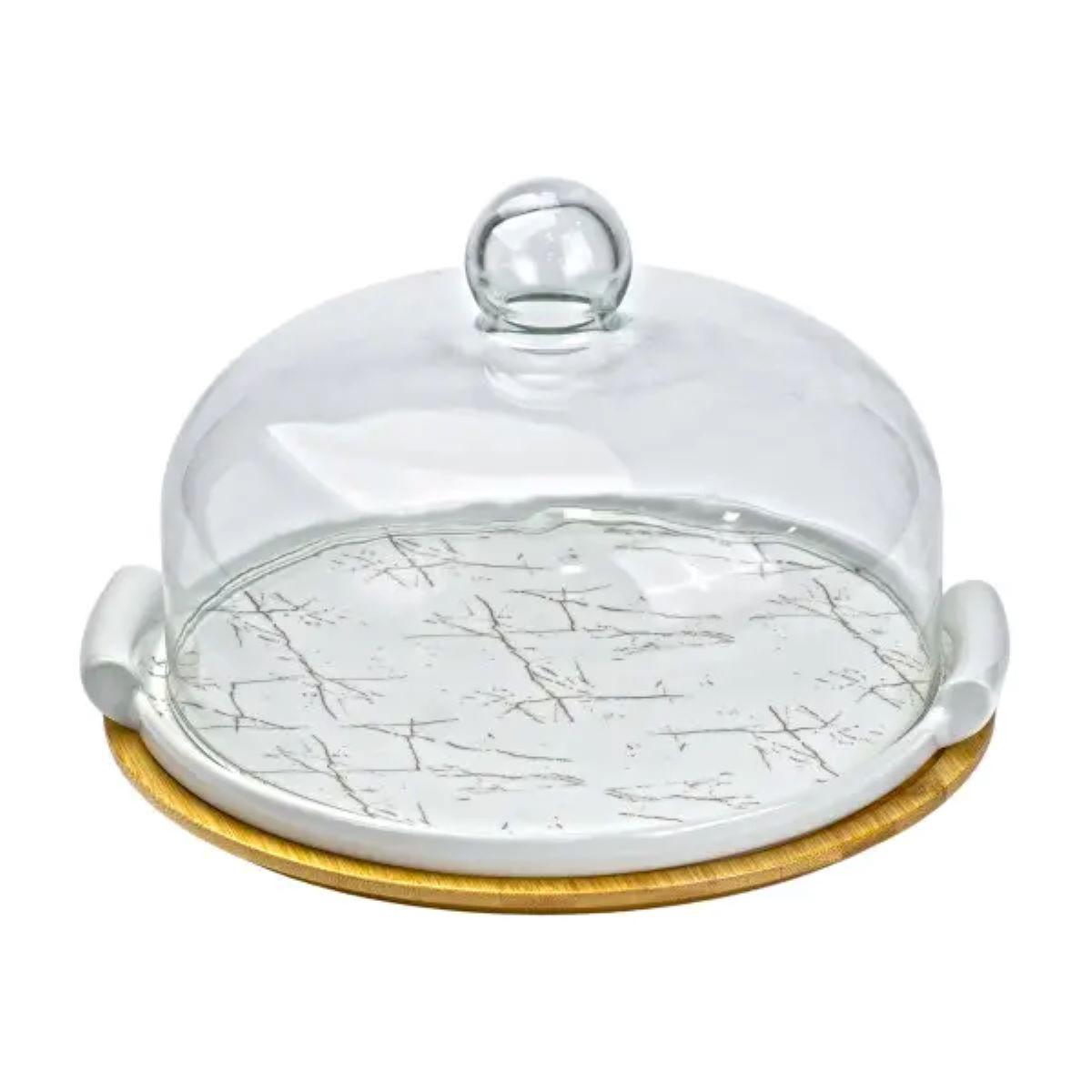 Тортовница керамическая со стеклянной крышкой HP1204 29 см (A-032753) - фото 2