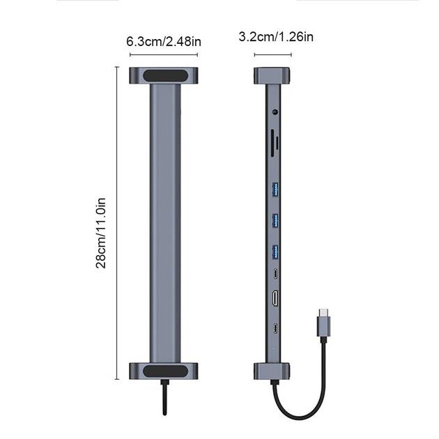 Подставка для ноутбука 10в1 HDMI/USB3.0/RJ45/PD/AV/SD/TF/3,5 мм - фото 4